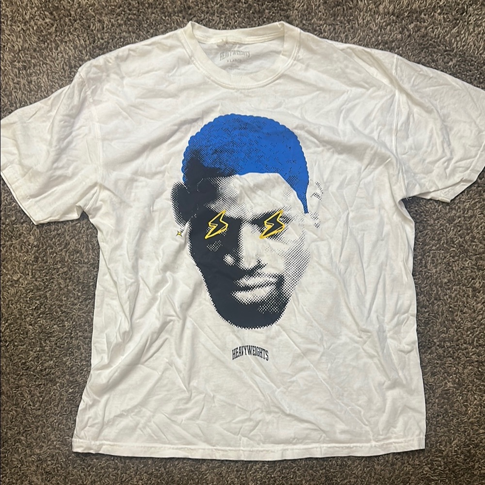 Heavy Weights Blue Rodman Hair White Graphic T-Shirt